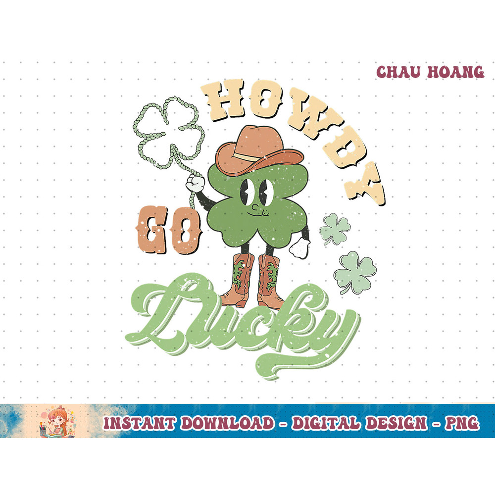Retro Western Howdy Go Lucky Funny St Patricks Day Women Men T-Shirt copy.jpg