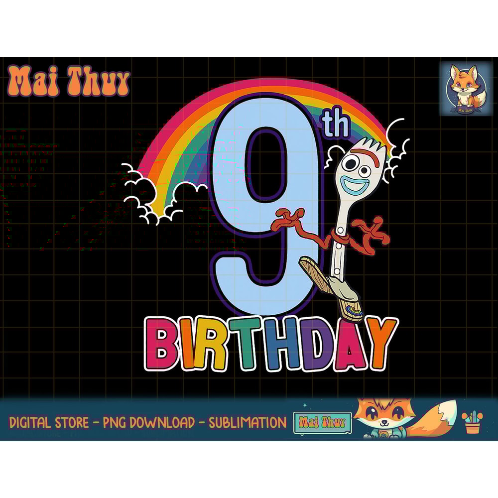 Disney Pixar Toy Story 4 Forky 9th Rainbow Birthday T-Shirt copy.jpg