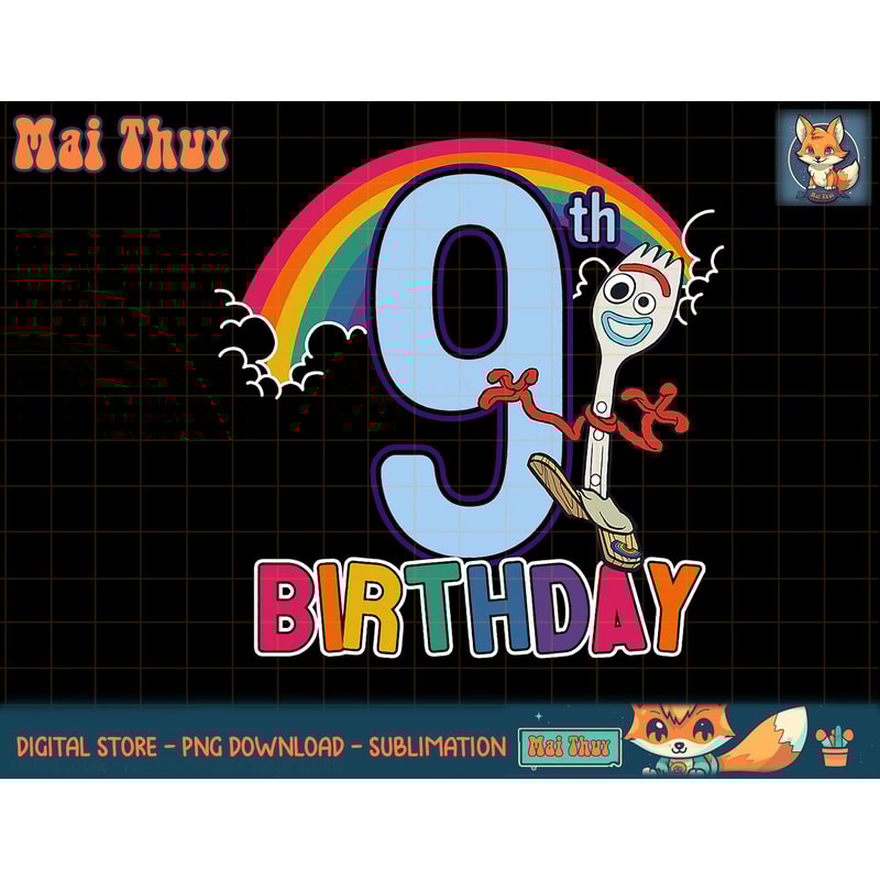 Disney Pixar Toy Story 4 Forky 9th Rainbow Birthday T-Shirt copy.jpg