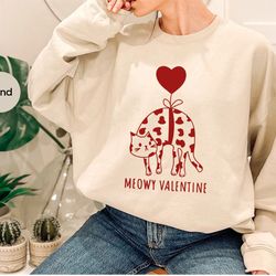 cute valentines day crewneck sweatshirt, valentines hoodies and sweaters, cat owner valentines day long sleeve shirt, gi