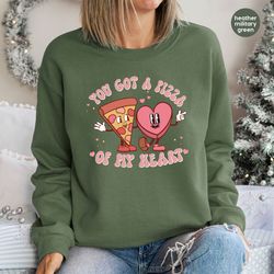 cute valentines hoodies and sweaters, valentines day long sleeve tees, couple gifts, you got  a pizza of my heart sweats