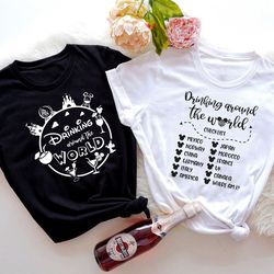 drinking around the world checklist disney shirts, disney shirt, disneyland shirt, disneyworld shirt, disney vacation, d