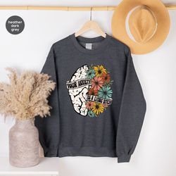 funny mental health crewneck sweatshirt, your anxiety is a lying bitch long sleeve, flowers brain graphic hoodie women,