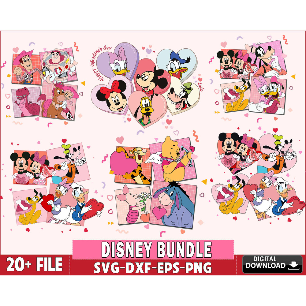 Disney valentines , pooh valentines , mickey valentines bundle svg.jpg