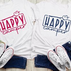 happy camper shirt, camping shirt, adventure shirt, camp life shirt, campfire shirt, marshmallow camp shirt, vacation sh