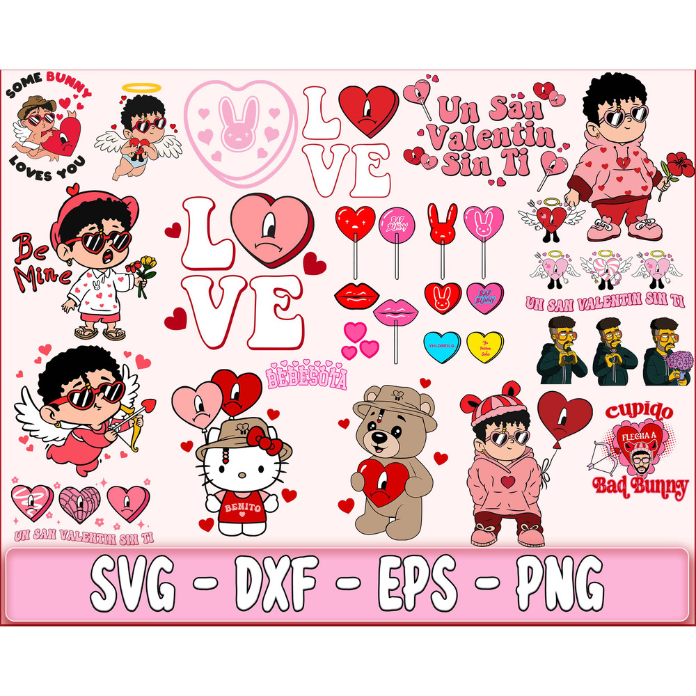 300+ file Bad Bunny valentine bundle SVG , Bad Bunny valentine 2 kingbundlesvg (2).jpg