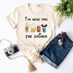 i'm here for the drinks tee, disney food beer shirt, disneyland family shirts, disneyworld vacation t-shirt, funny group