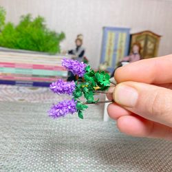Lilac branch. Puppet miniature. 1:12.