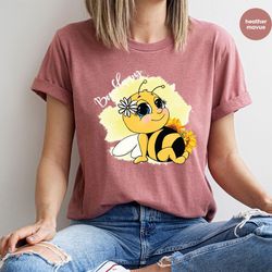 inspirational graphic tees, positive outfit, motivational shirt, happy t-shirt, mental health shirt, cute bee t-shirt, w