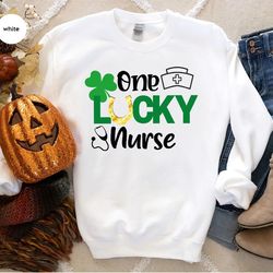 irish crewneck sweatshirt, st patricks day hoodies and sweaters, nurse long sleeve shirts, retro shamrock graphic tees,