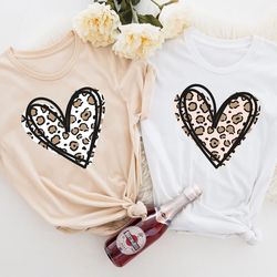 leopard print valentines day tee, valentines day shirts for woman, heart shirt, cute valentine tee, valentines day gift,