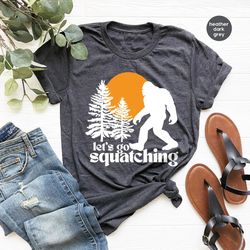 let's go squatching tshirts for camping gift, funny hide outdoor shirts, adventure seek funny foot tshirt, family joggin