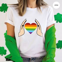 lgbtq graphic tees, bi pride clothes, rainbow heart shirt, lesbian t-shirt, love shirt, pride heart t-shirt, lgbt outfit