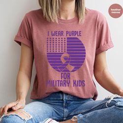 military kids shirt, month of the military child clothes, i wear purple for military kids tee, military child awareness,