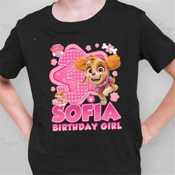 personalized paw patrol birthday girl shirt, personalized birthday family shirts, custom birthday paw patrol tee, paw pe