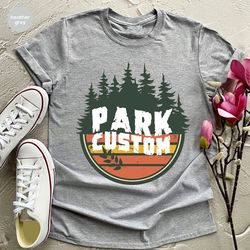 park custom nature graphic tees for family, vintage camping adventure matching group shirts, retro family national parks