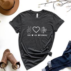 peace love technology shirt, funny computer shirt, programmer shirt, computer science shirt, coding shirt, computer nerd