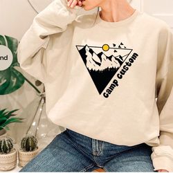 personalized camping long sleeve shirt, mountain crewneck sweatshirt, customized hiking hoodies and sweaters, gifts for