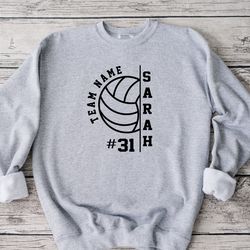 personalized volleyball team name and number sweatshirt, custom volleyball sweatshirt, voleyball team sweatshirt, volley