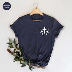 pocket christian tee, christian sweatshirt, religious gifts, pocket design shirts, christian cross tee, faith shirt, jes
