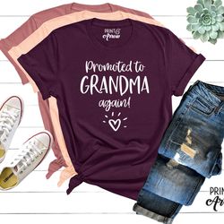 promoted to grandma again shirt, pregnancy reveal, grandma shirt, baby announcement, pregnancy announcement grandparents