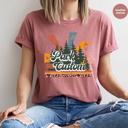 retro custom national park shirts for family camping trip, matching family adventure tees, custom national park gifts, l