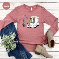 retro mardi gras hoodies and sweater, gift for her, mardi gras sweatshirt, women festival long sleeve shirt, shake your