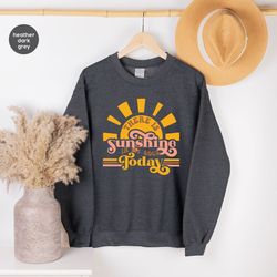 retro there is sunshine in my soul today sweatshirts for women, boho hippie sunshine beach summer long sleeve shirts, ae