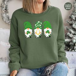 st patricks day gnomes long sleeve shirt, cute st patricks day hoodies and sweaters, vintage sweatshirt, gifts for her,