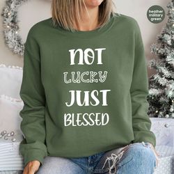 st patricks day sweatshirt, four leaf clover long sleeve shirt, shamrock hoodies and sweaters, st patricks day gift, gif