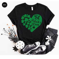 st patricks day t-shirt, irish women clothing, st patricks day gift, st paddy crewneck sweatshirt, clover heart shirts f