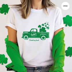 st patricks day t-shirt, four leaf clover shirt, irish truck graphic tees, st patricks day gift, st patricks family shir