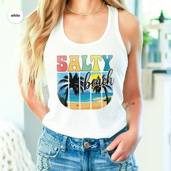 summer tank, hawaiian tank, travel gifts, salty beach graphic tees, sun tank, holiday vneck tank, summer outfit, tank fo