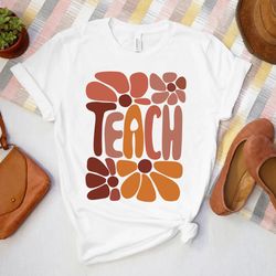 teach shirt, retro daisy teach shirt, retro teach shirt, retro teach t shirt, teacher raglan, retro teacher shirt, teach