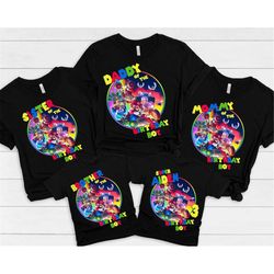 the super mario bros birthday shirt, mario birthday family matching shirt, mario birthday custom shirt, mario and friend