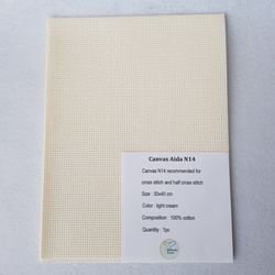 14 count AIDA canvas for cross stitsh, light cream fabric for embroidery, fabric needlework