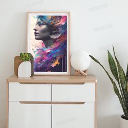 colorful beautiful woman / digital art / print