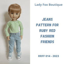 Jeans pattern for Ruby Red Fashion Friends dolls.