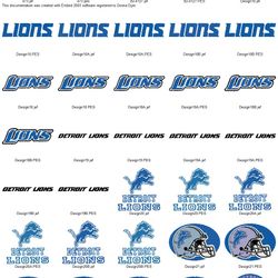 Collection NFL DETROIT LIONS  LOGO'S Embroidery Machine Designs