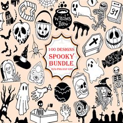 100 design spooky vibes svg bundle, halloween svg, spooky svg, pumpkin svg digital download