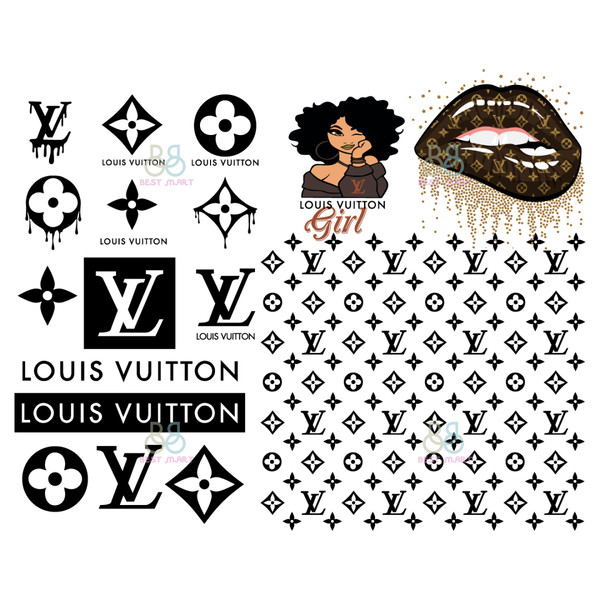 Louis Vuitton Logo Svg Bundle, LV Girl Svg, LV Lips Svg, Fas