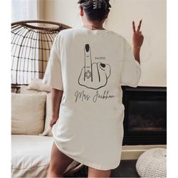 bride crewneck tshirt, custom wedding engagement gift, personalized bride gift, bridal shower bachelorette gift, mrs. fi