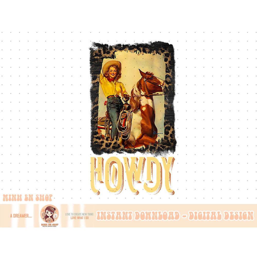 Womens Howdy Vintage Rustic Rodeo Western Southern Cowgirl Portrait V-Neck T-Shirt copy.jpg