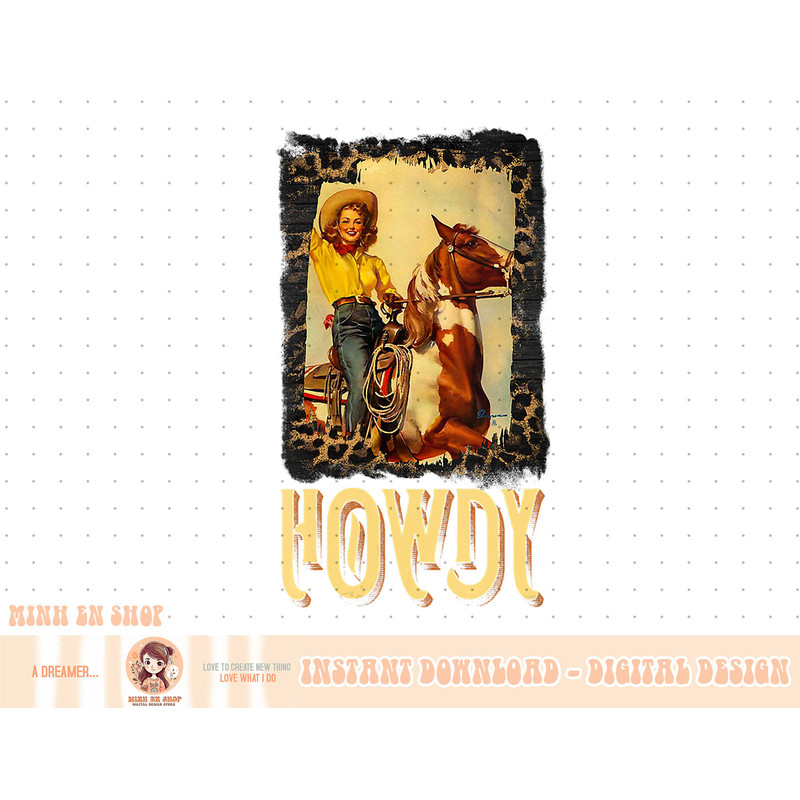 Womens Howdy Vintage Rustic Rodeo Western Southern Cowgirl Portrait V-Neck T-Shirt copy.jpg