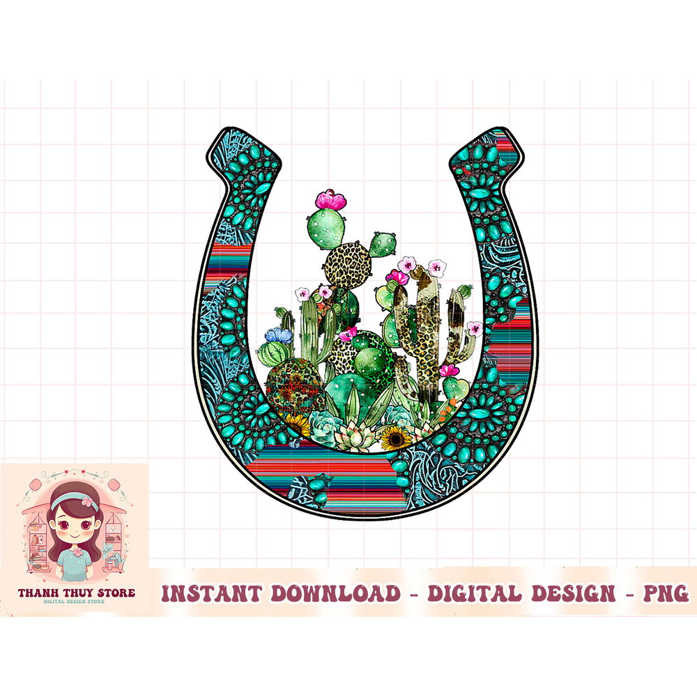 Country Western Cactus sunflower horseshoe apparel women T-Shirt copy.jpg