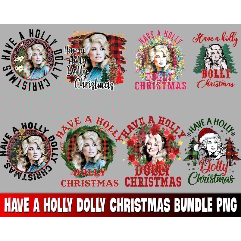 8 Have A Holly Dolly christmas bundle png kingbundlesvg.jpg
