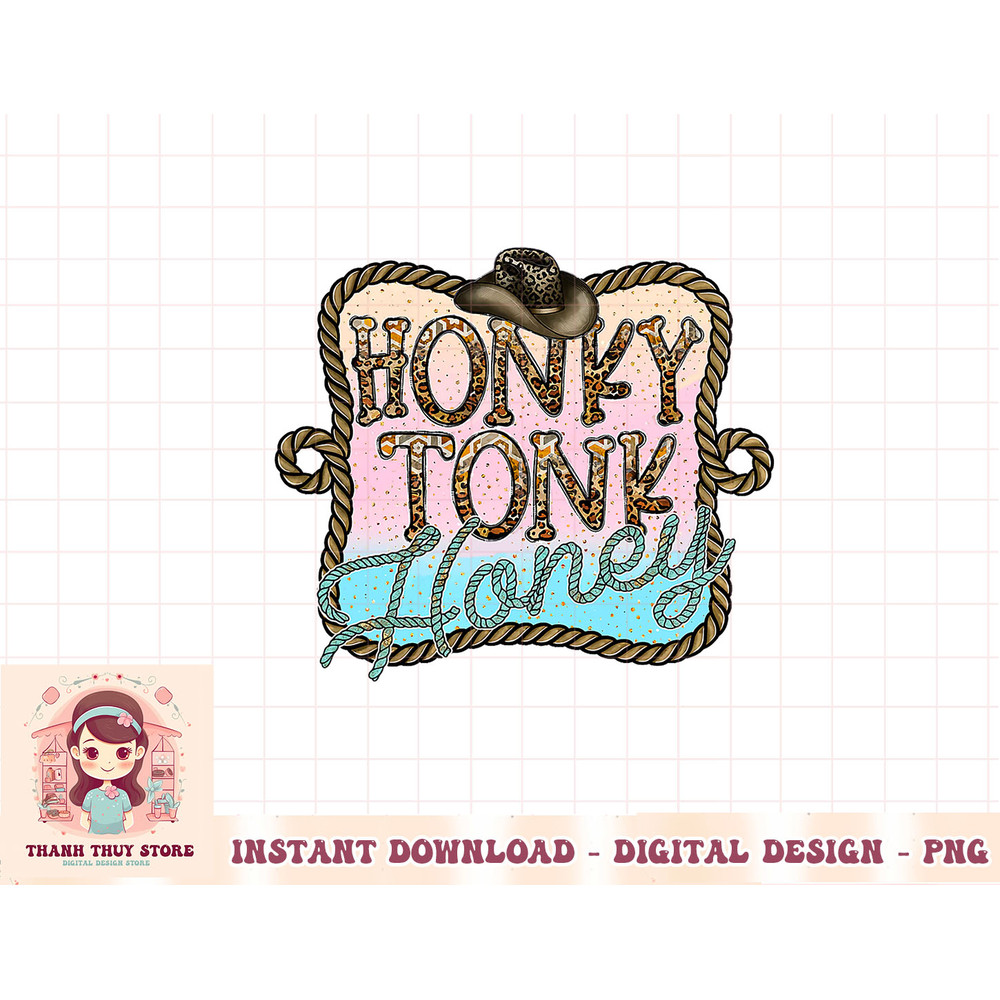 Cowboy Hat Rope Honky Tonk Honey Leopard Western Country T-Shirt copy.jpg