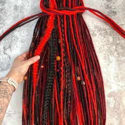 black and red mix synthetic de se dreadlocks crochet dreads extensions fake faux dreads