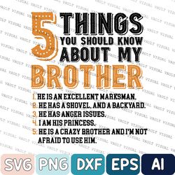 Funny Brother Svg, Funny Gift For Brother, 5 Things You Should Know About My Brother, Best Brother Svg
