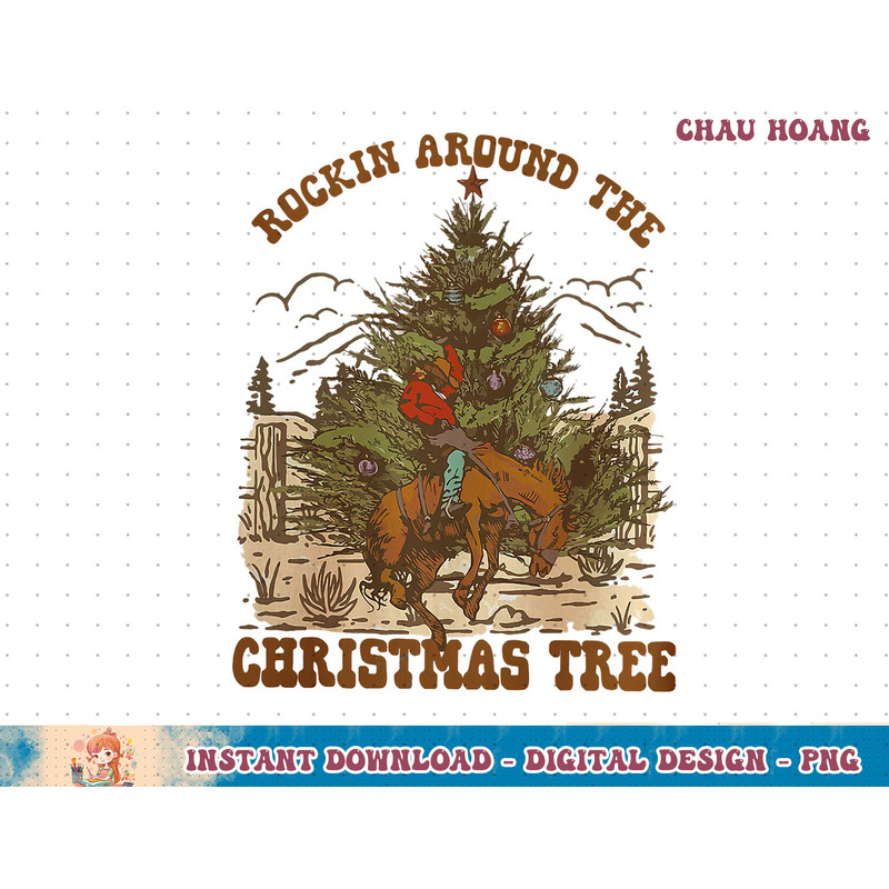 Rockin Around The Christmas Tree Cowboy Western T-Shirt copy.jpg